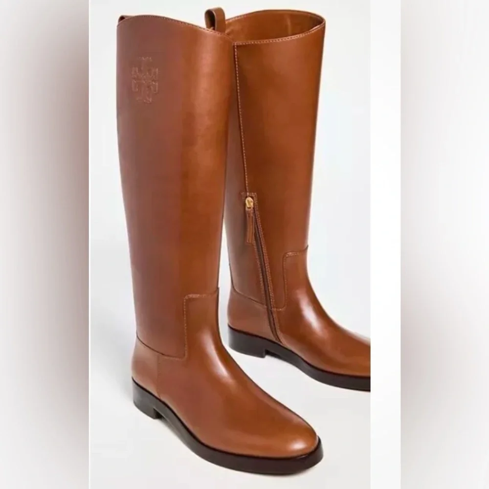 Tory Burch Brown Leather Riding Boots size 9.5 new with dust bag.